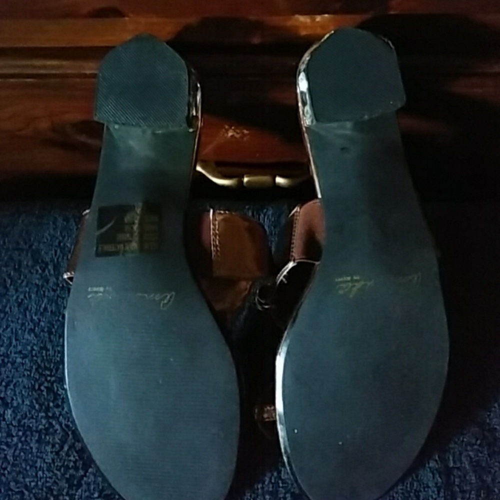 Bronze and Rhinestone Embossed Sandals - Picture 4 of 6